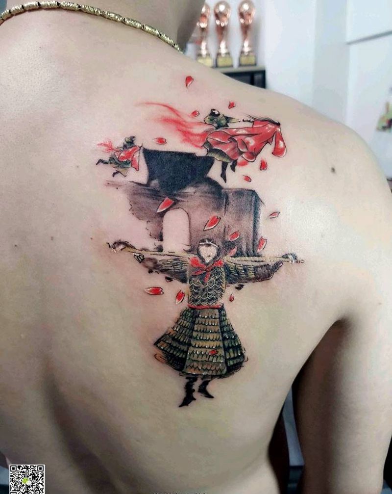 爱你一万年纹身图片_背部纹身图案