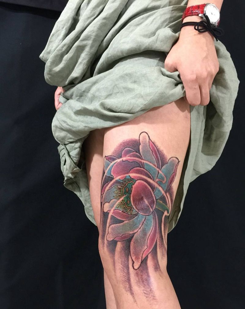 莲..遮盖疤痕纹身图片