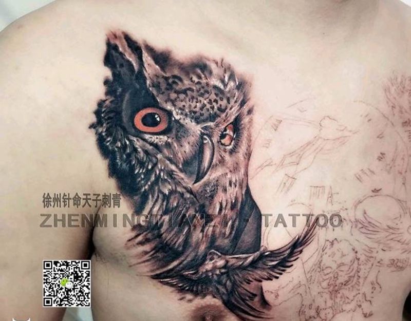 欧美花胸半成品纹身图片