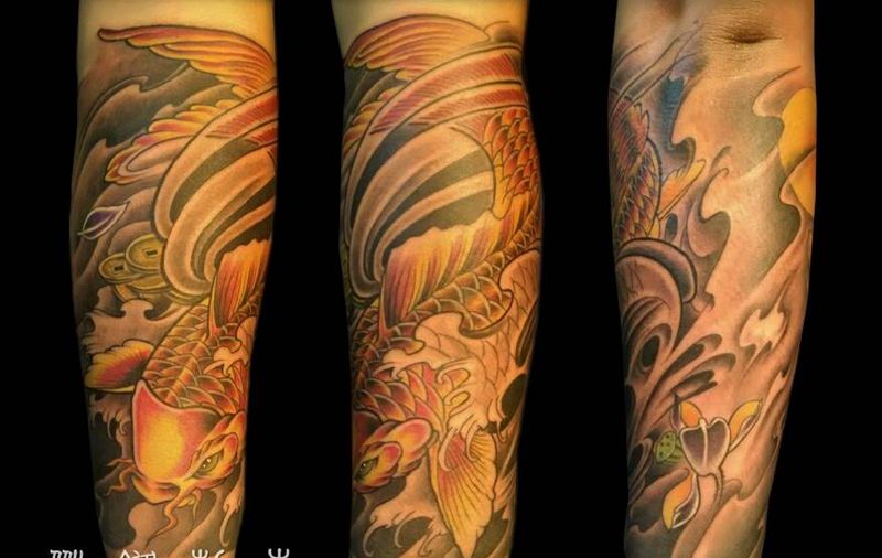锦鲤包小臂纹身图片_手臂传统动物成品纹身图案
