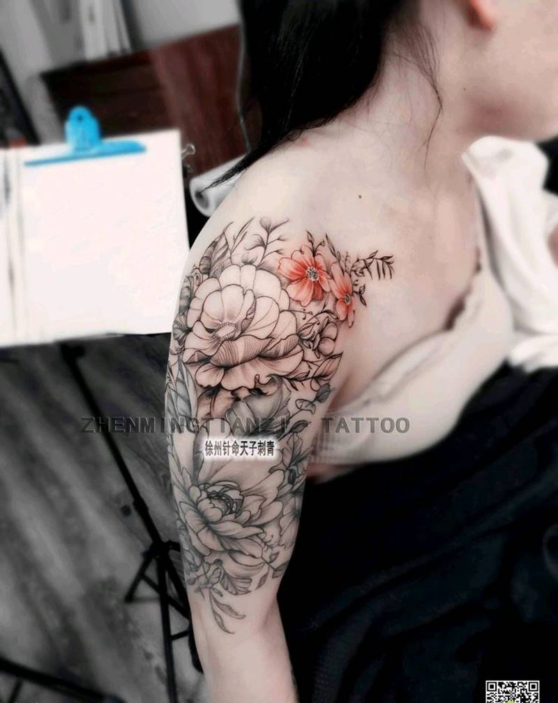 素花纹身图片_手臂纹身图案