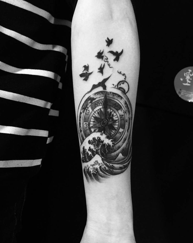 指南针纹身图片