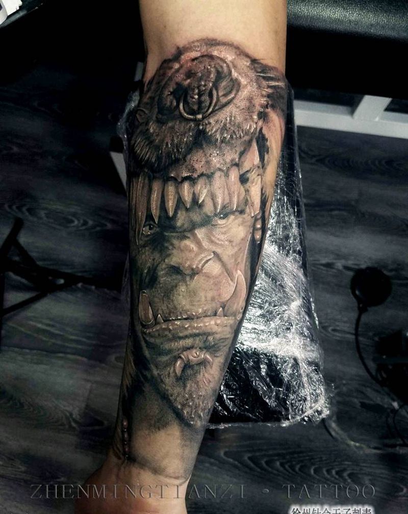 魔兽 杜隆坦 遮盖纹身图片_手臂欧美写实纹身图案