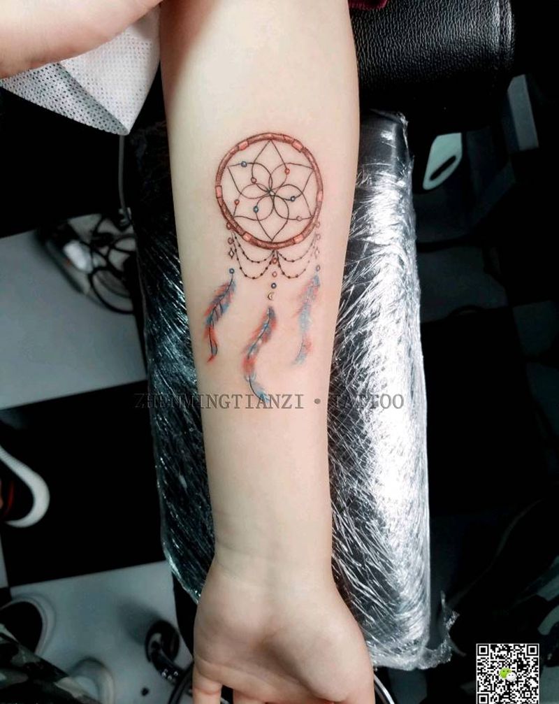 捕梦网小臂纹身图片