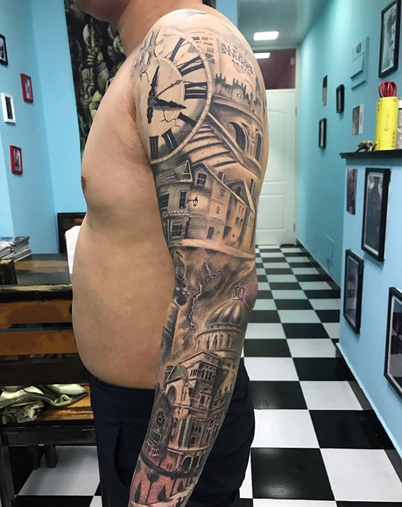 欧美风格花臂纹身图片