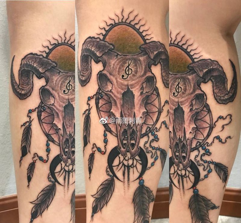 牛头纹身图片