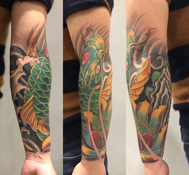 鲤鱼遮盖纹身图片