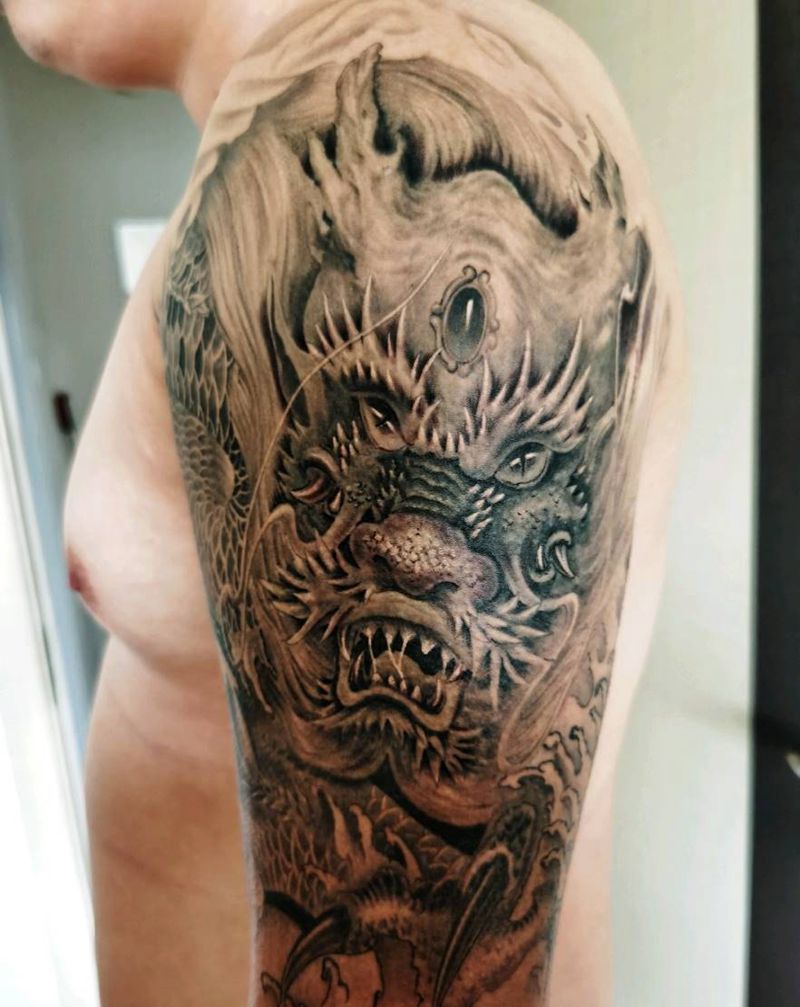 龙臂纹身图片_手臂欧美写实纹身图案