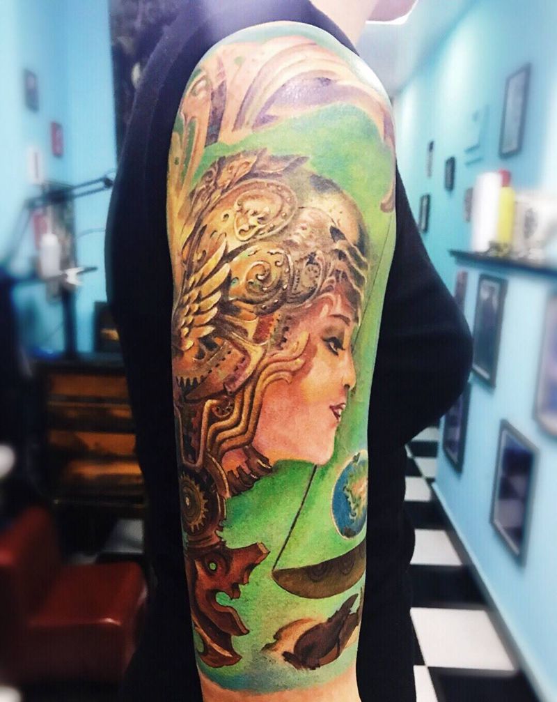 金盔女神纹身图片