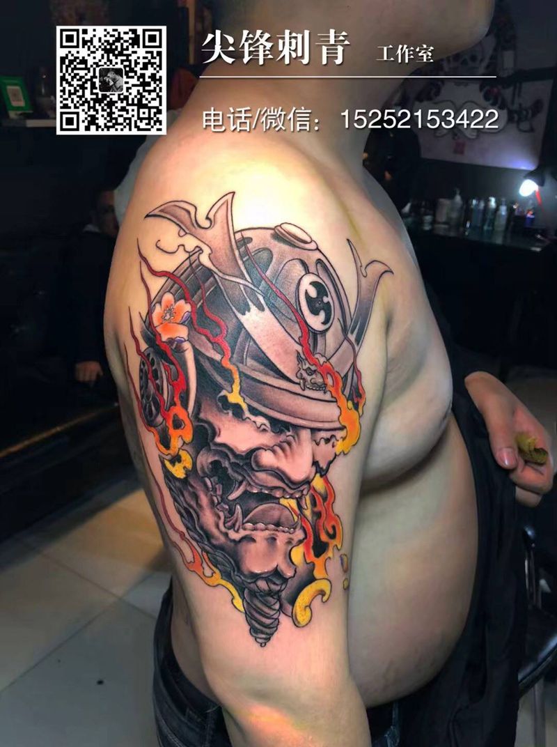 鬼武士纹身图片