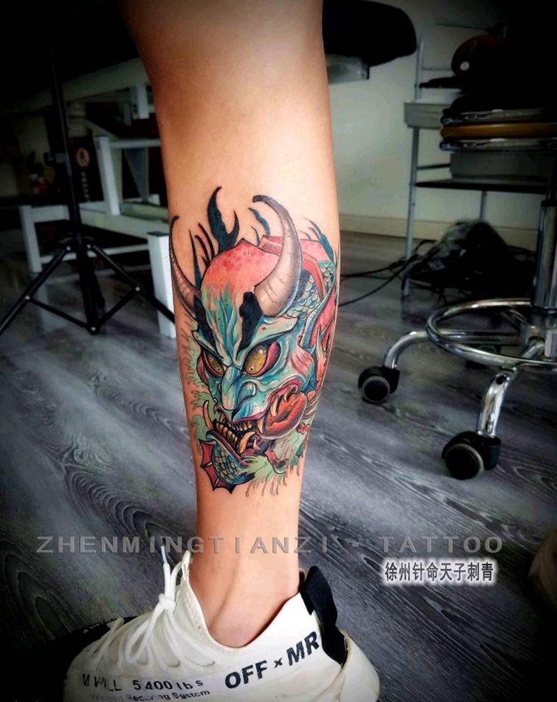 海怪纹身图片_腿部New School纹身图案
