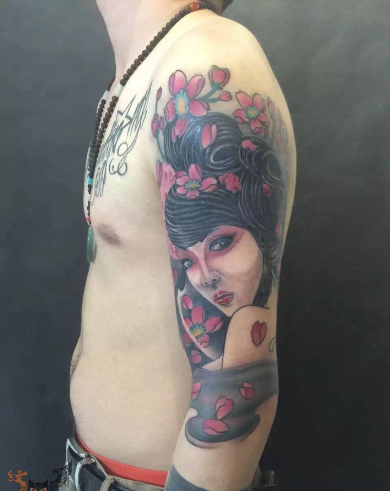 遮盖作品纹身图片_无锡.宜兴雨墨刺青常州手臂传统肖像人物鬼神纹身图案