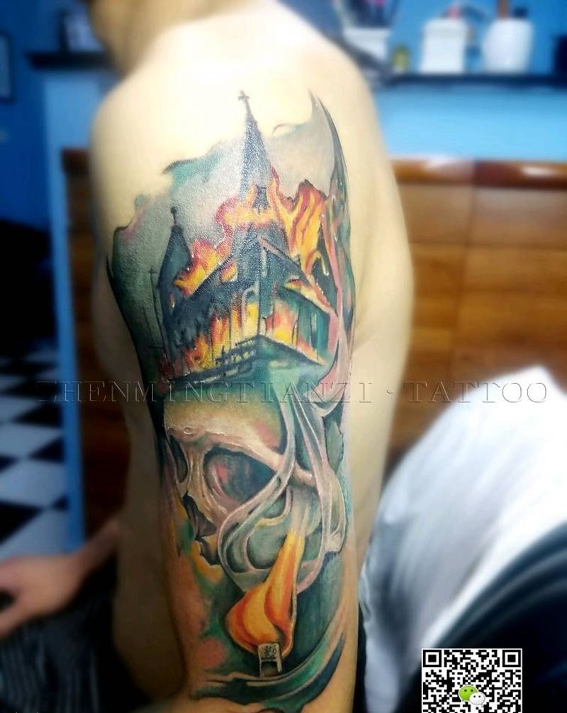 欧美花臂上臂纹身图片