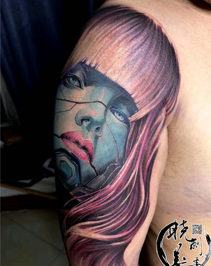 彩色花臂纹身图片_手臂欧美写实纹身图案