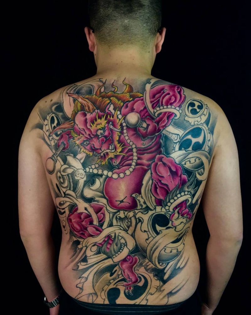 雷神 未完成纹身图片_背部肩部新传统老传统纹身图案