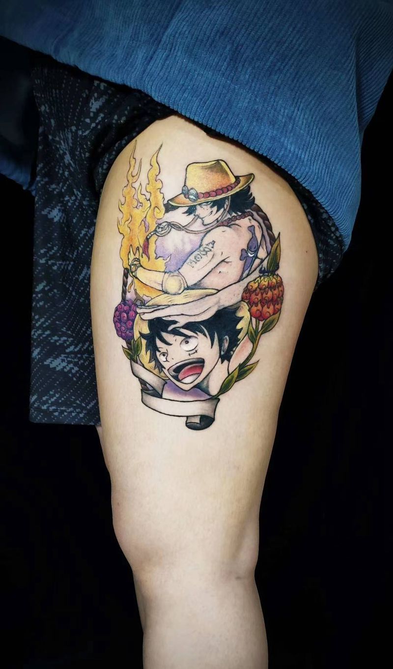 。纹身图片_腿部New School纹身图案