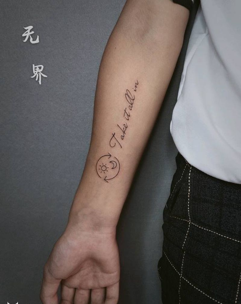 小英文纹身图片_手臂线条英文纹身图案