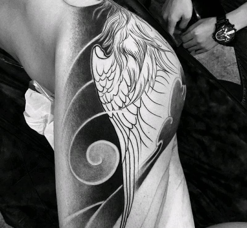 满背局部纹身图片