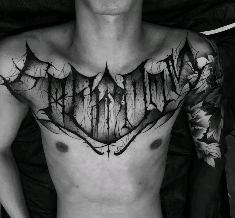 奇卡诺花胸纹身图片_胸部重庆纹身图案