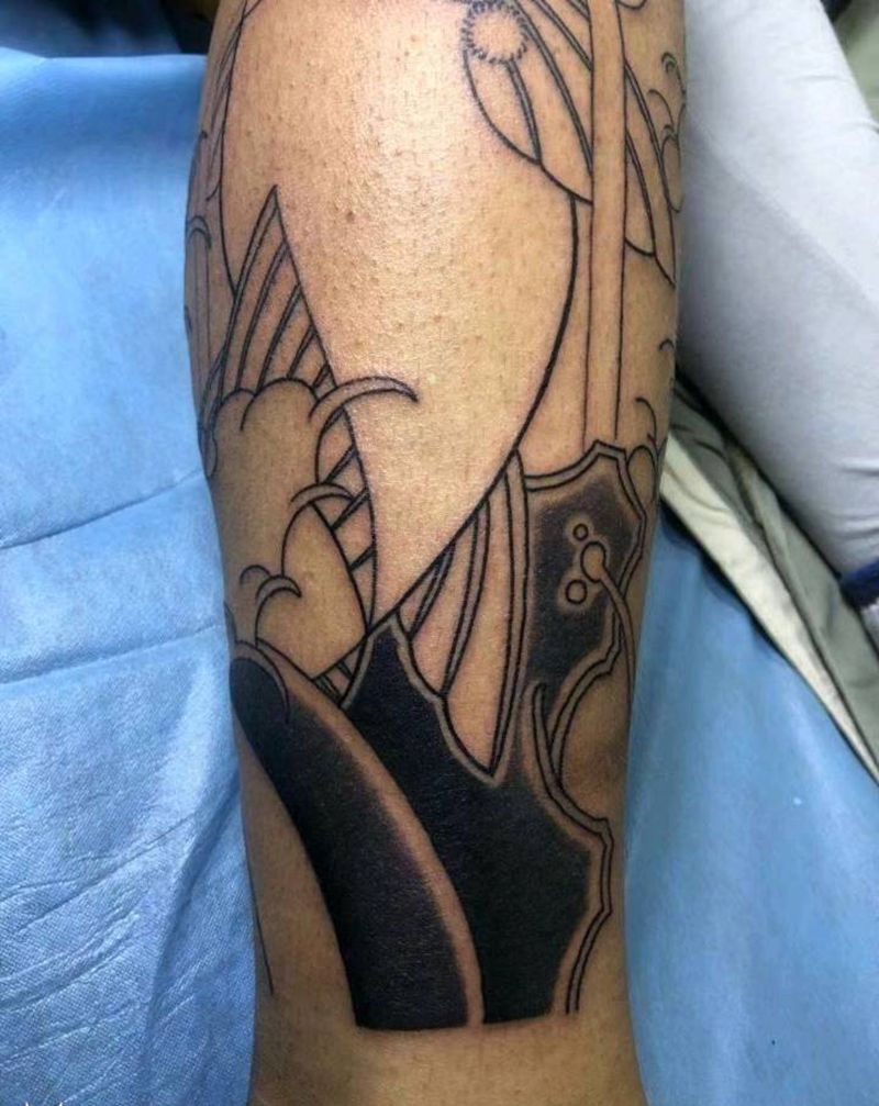 日式小腿鲤鱼未完成纹身图片