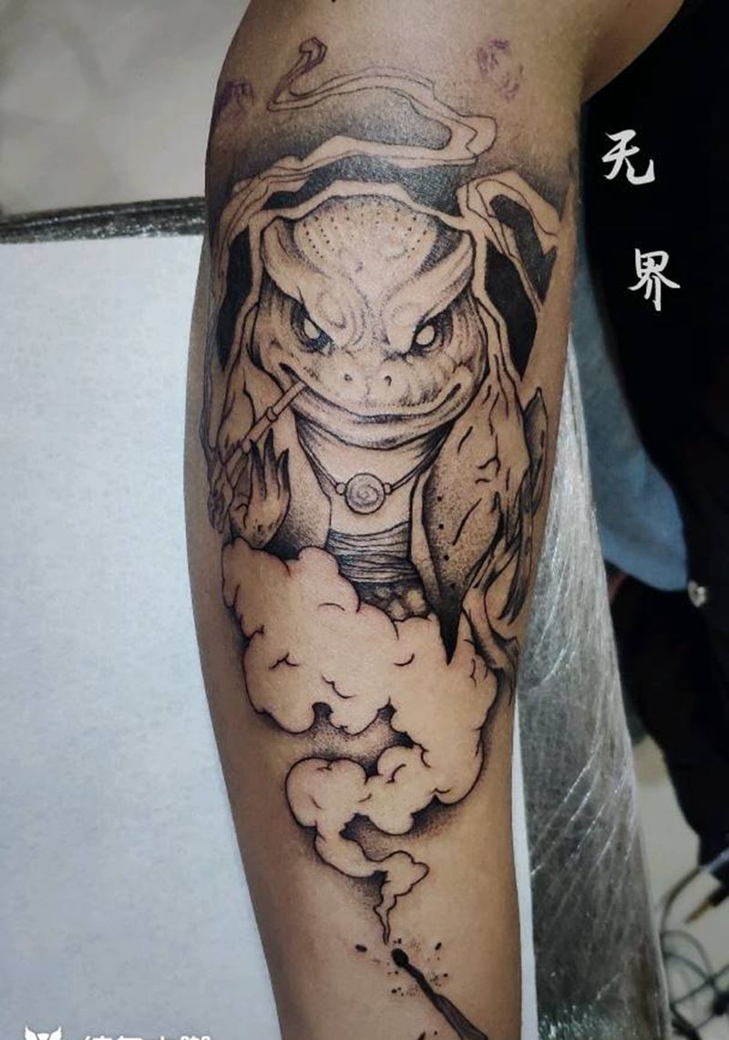 蛤蟆文太纹身图片_手臂点刺火影忍者蛤蟆动漫纹身图案