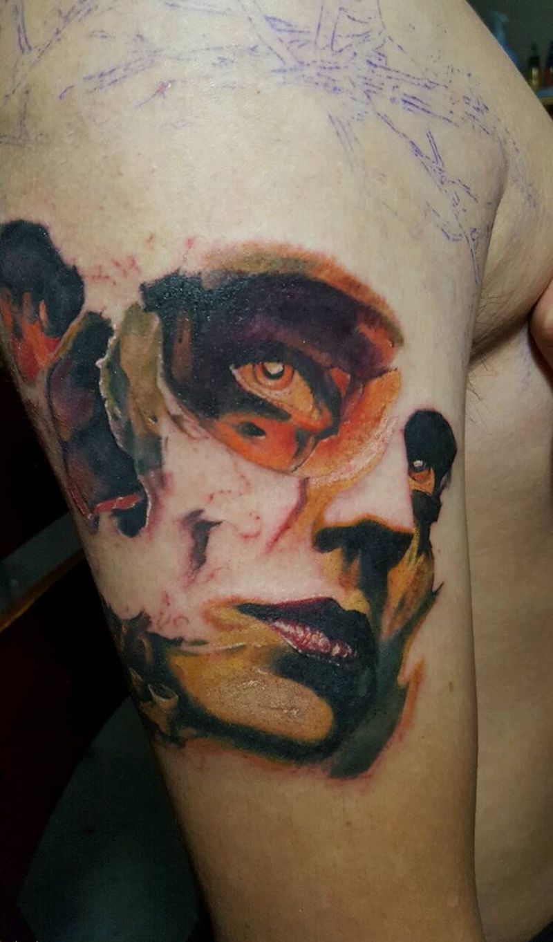 毁灭纹身图片_手臂欧美写实人物原创成品纹身图案