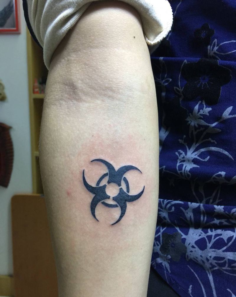 生化标志纹身图片_成品手臂传统图腾纹身图案