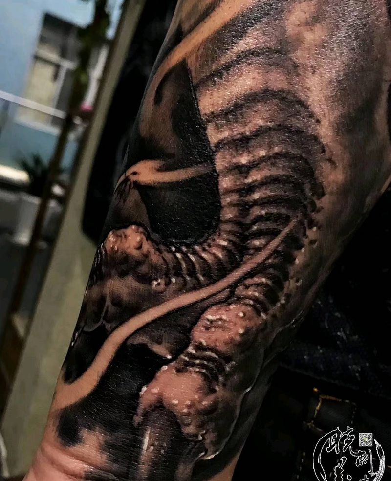 龙抓  云雾纹身图片_手部欧美写实遮盖添加纹身图案