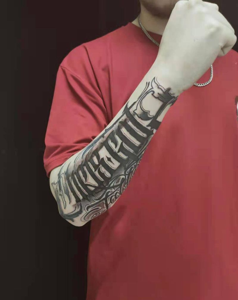 花体字纹身图片_手部花体字花体字纹身图案