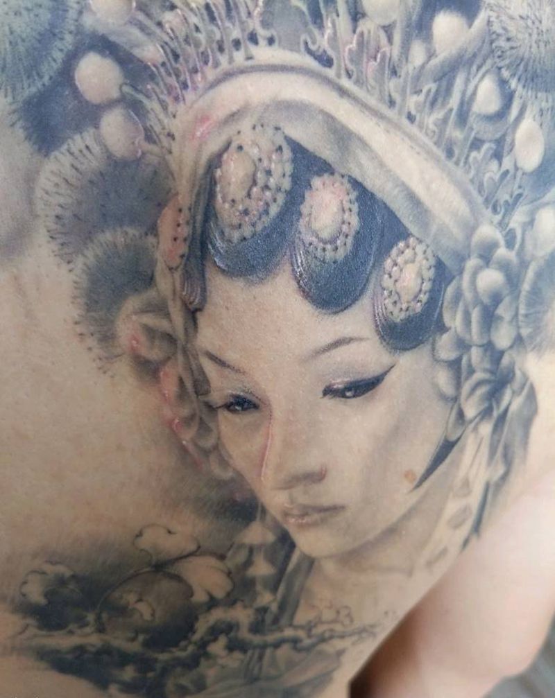 艺妓肖像纹身图片