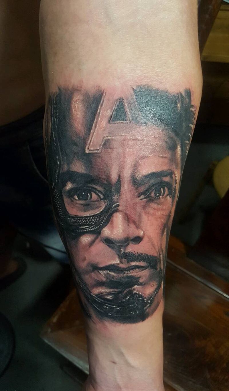 复仇者联盟纹身图片_手臂欧美肖像写实人物原创成品纹身图案