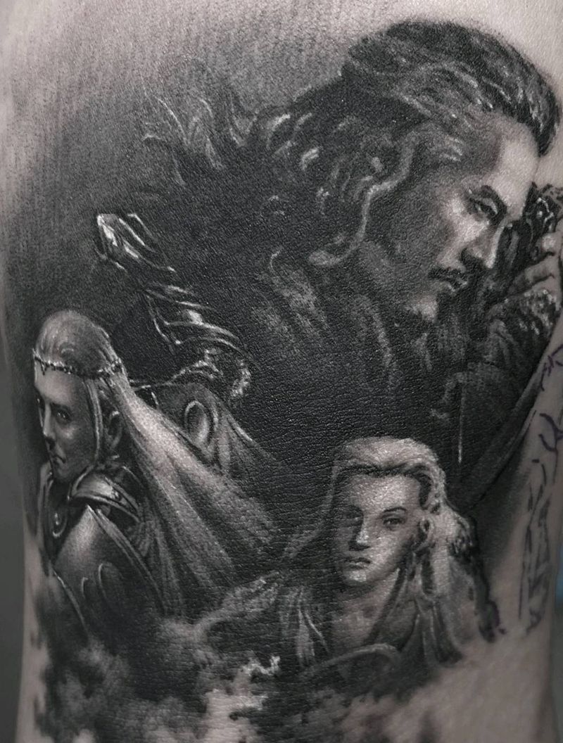 霍比特人  五军纹身图片_手臂欧美写实纹身图案