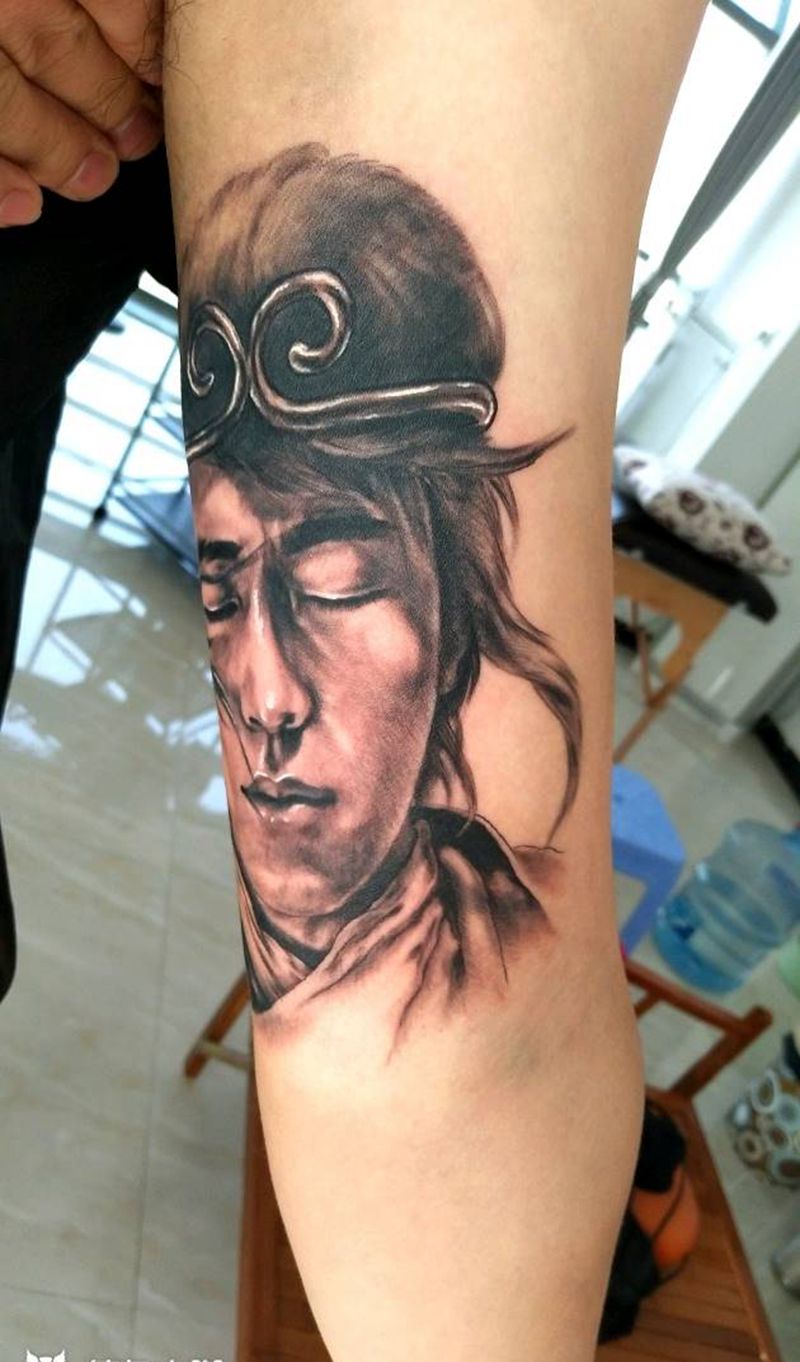 爱你一万年纹身图片_手臂肖像人物纹身图案