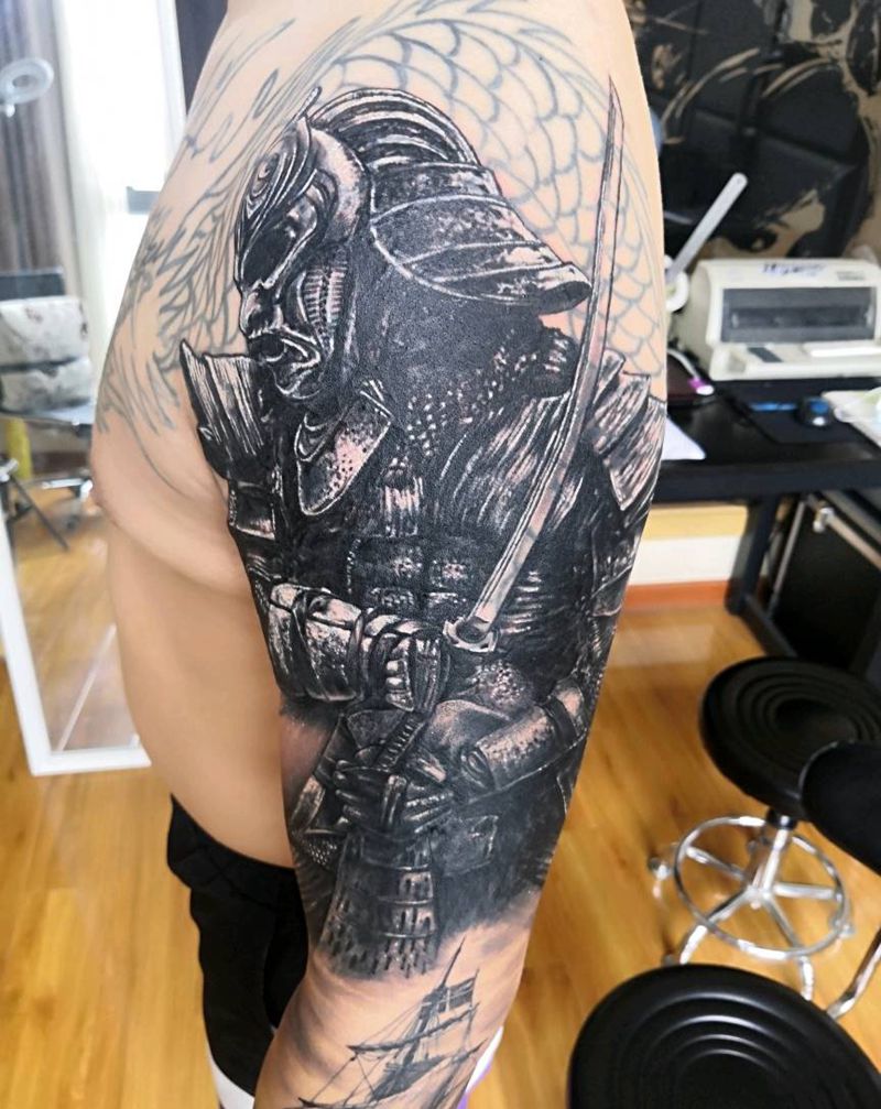 手臂武士遮盖纹身图片_手臂纹身图案