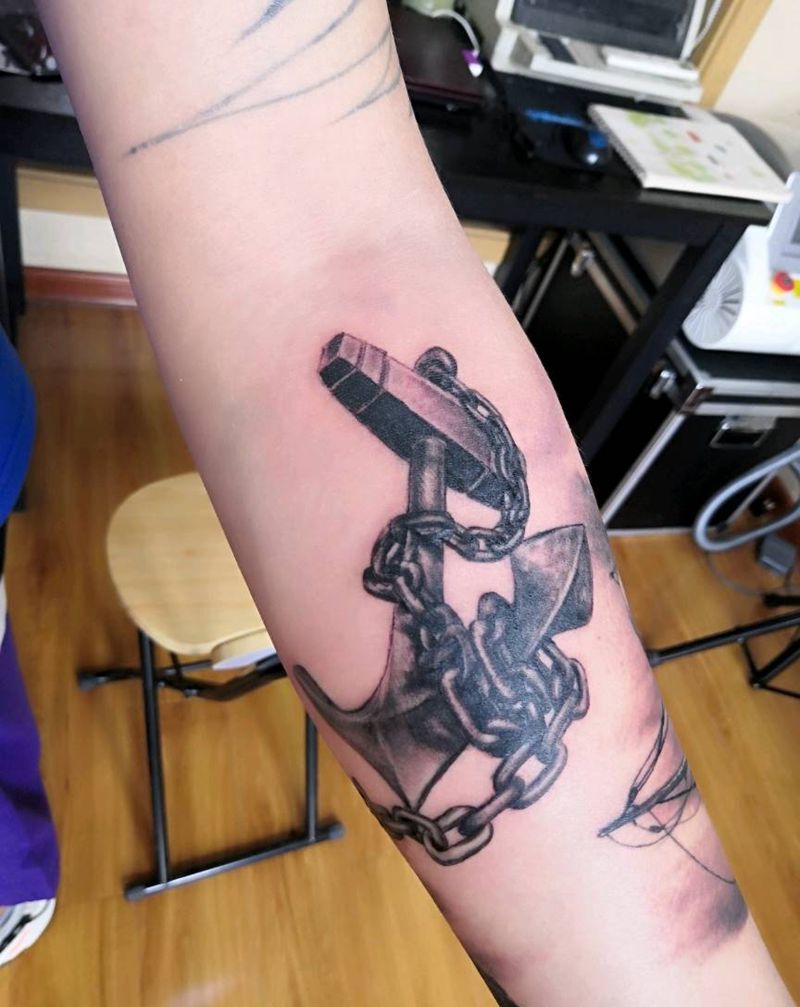 船锚纹身图片_手臂纹身图案