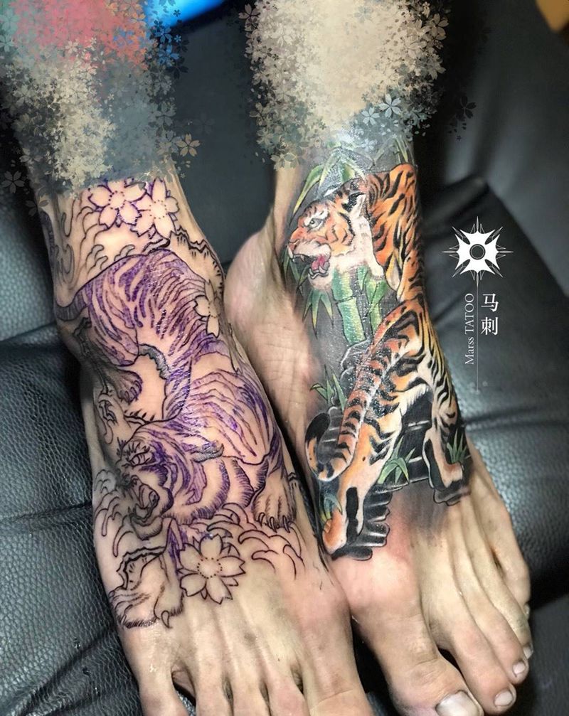 上山下山小老夫纹身图片