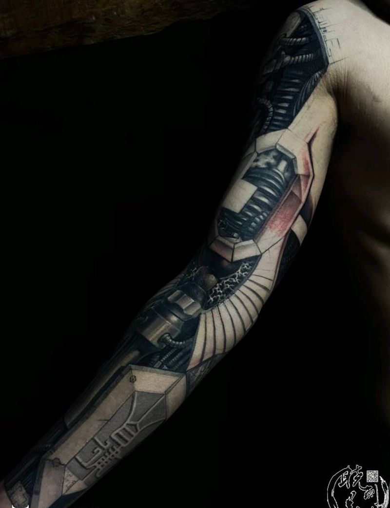 机械纹身图片_手部机械纹身图案
