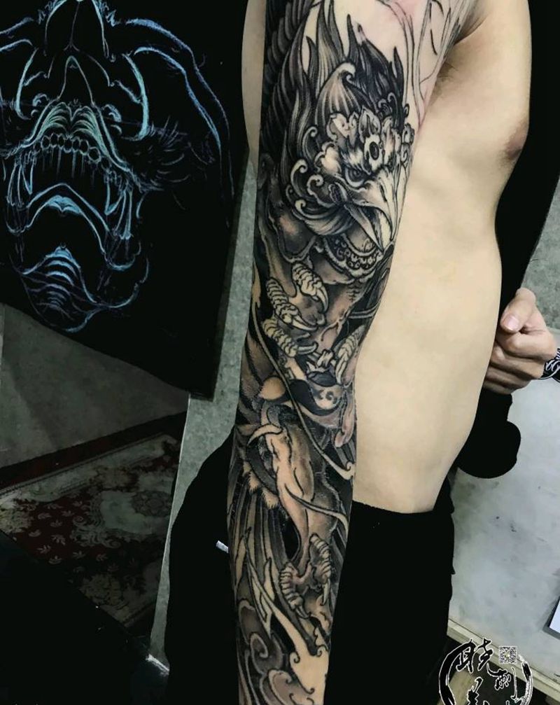 大鹏鸟修改添加纹身图片_手部手臂新传统纹身图案