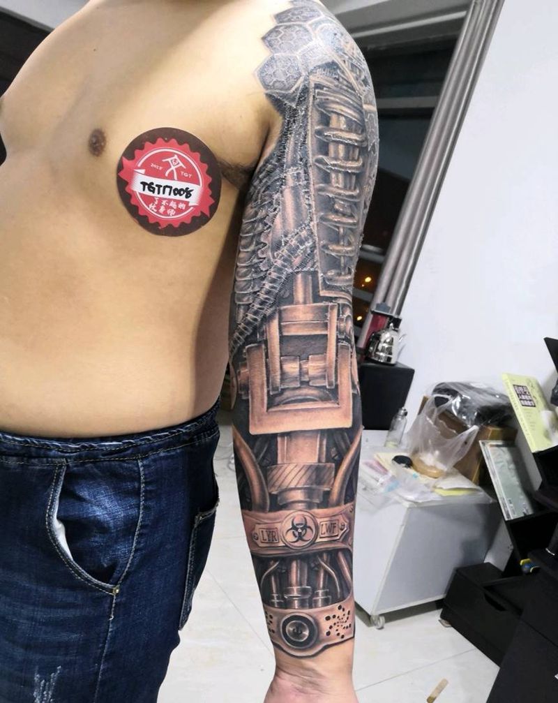 欧美写实机械臂纹身图片_手臂欧美写实纹身图案