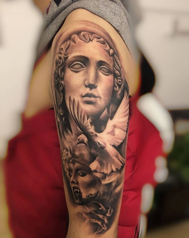 欧美风花臂纹身图片