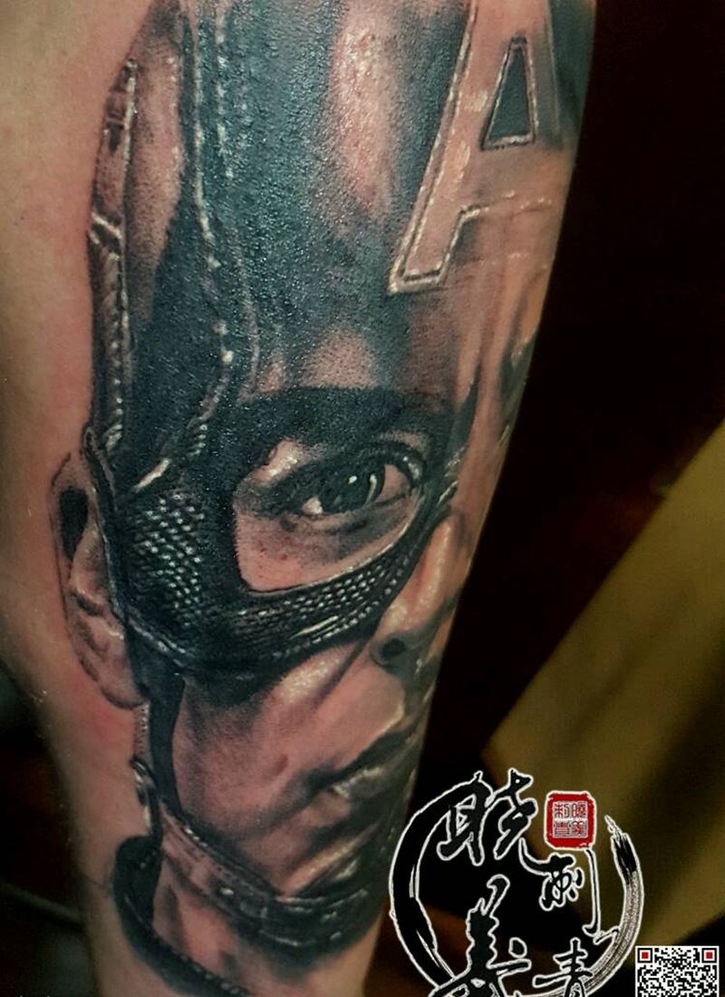 漫威纹身图片_手臂欧美肖像写实原创纹身图案