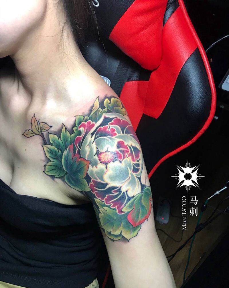 牡丹花纹身图片