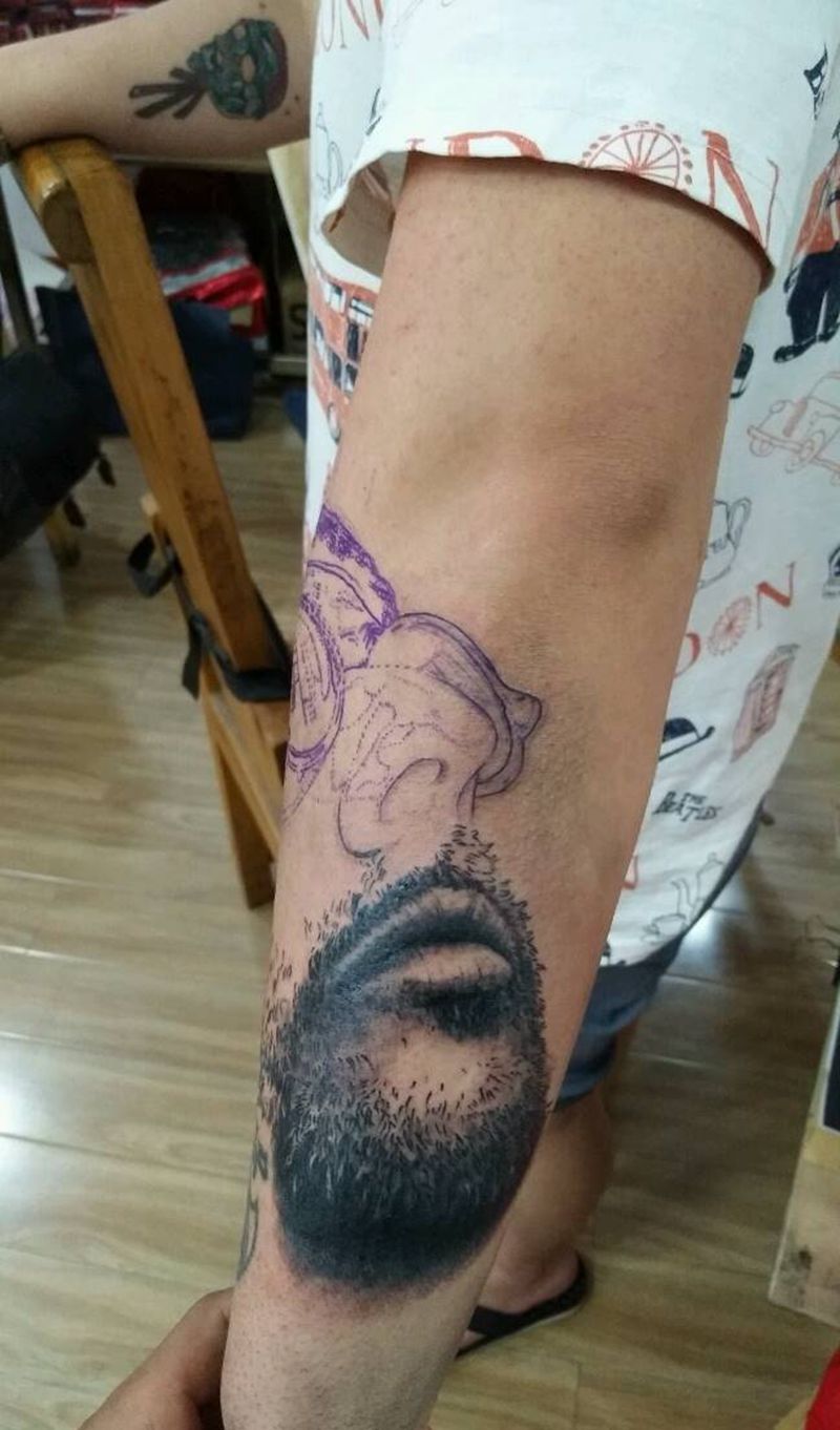 这个杀手不太冷男主角小臂纹身纹身图片_肖像纹身图案