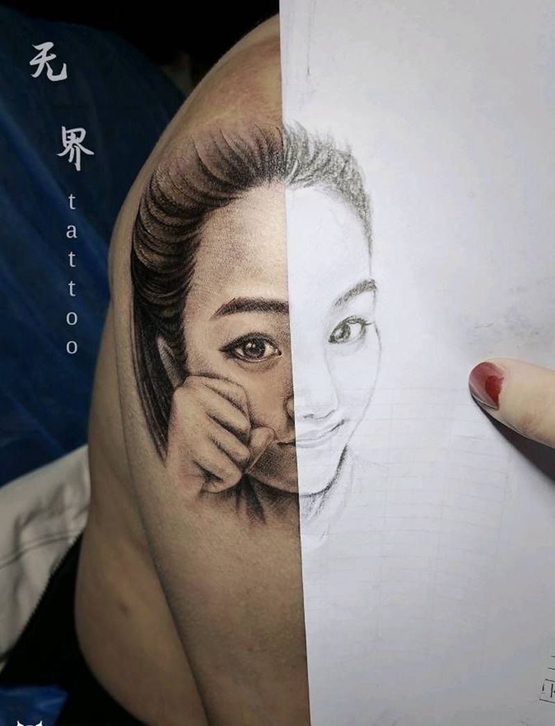 肖像纹身图片_手臂写实肖像人物纹身图案