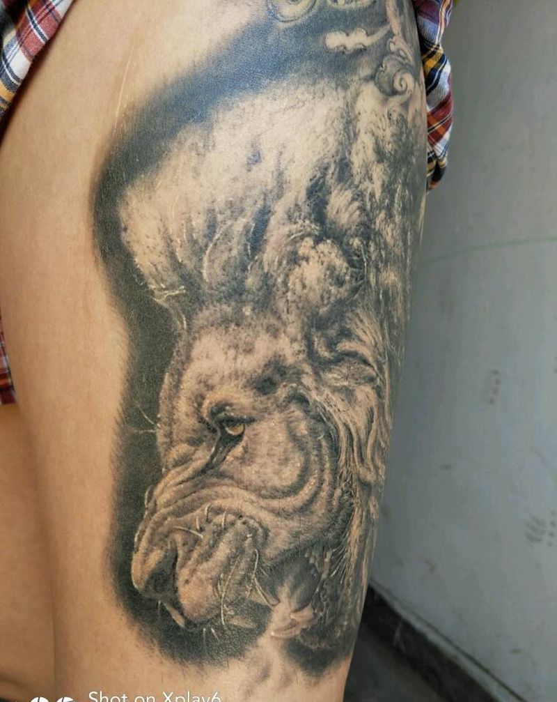 恢复后的狮子纹身图片