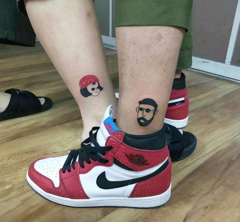 情侣纹身纹身图片_脚部腿部New School纹身图案