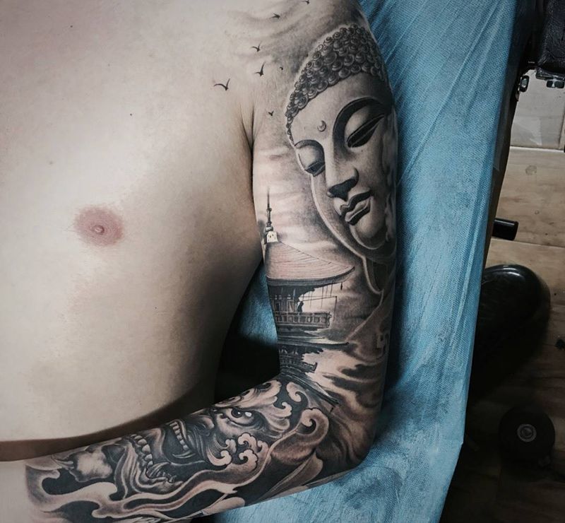 佛纹身图片_手臂纹身图案