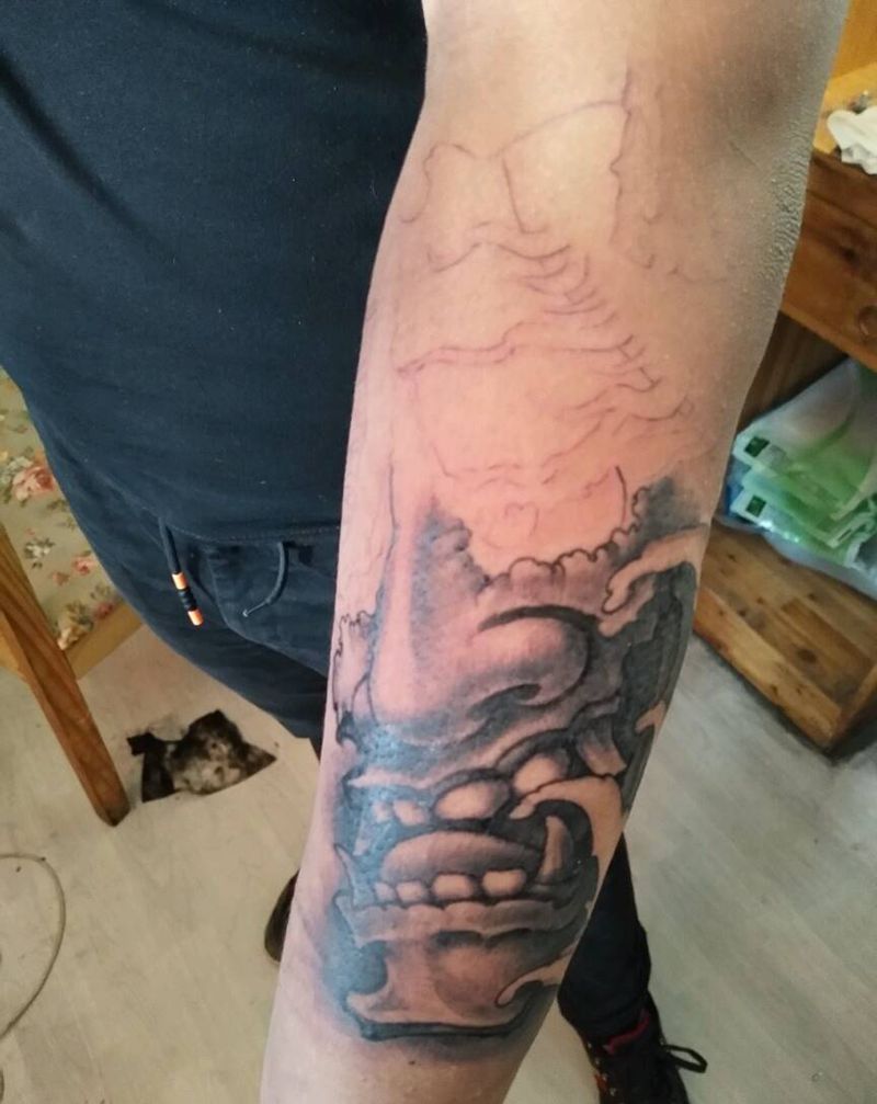 花臂半成品班若纹身图片