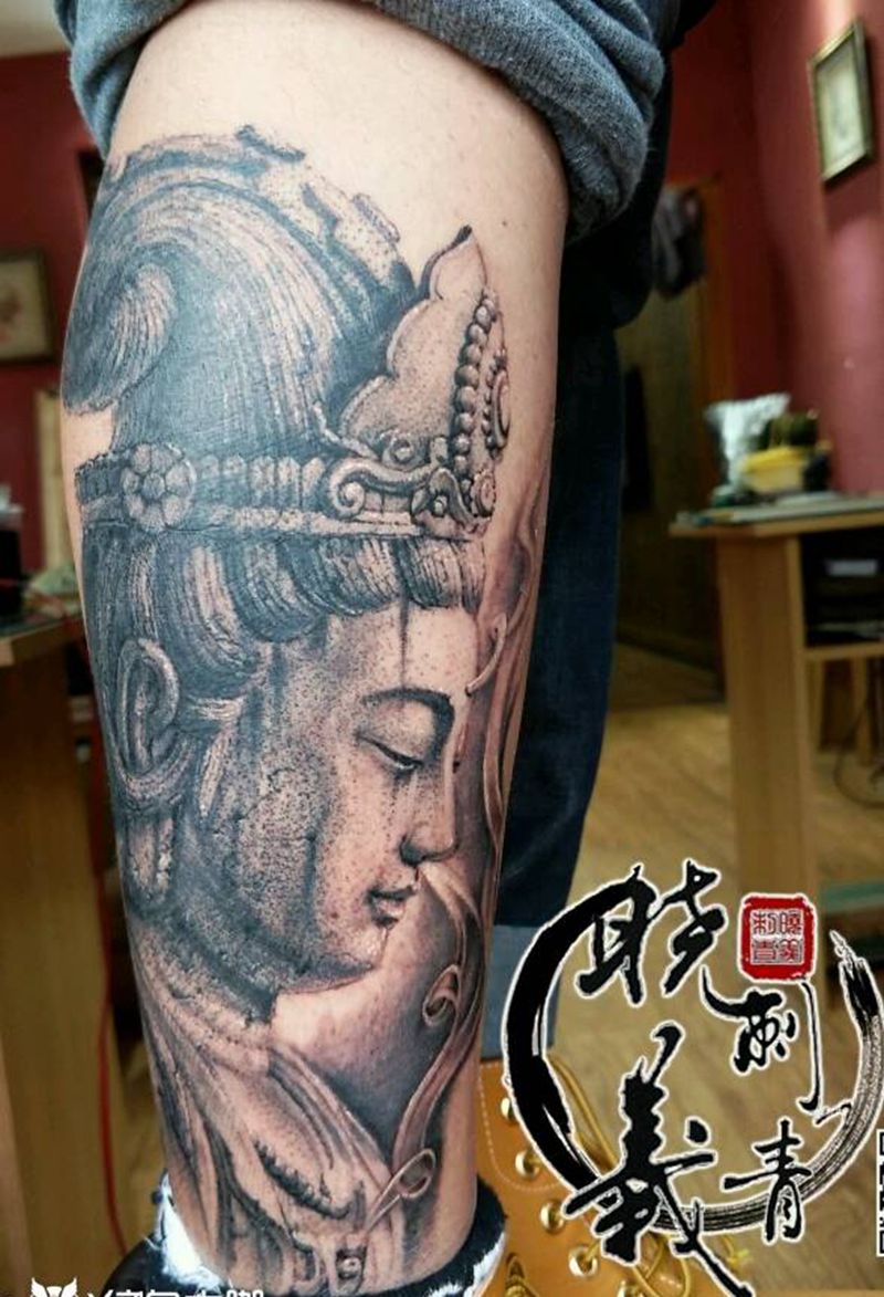 2016晓义石雕作品回顾纹身图片_欧美写实宗教原创石雕成品纹身图案