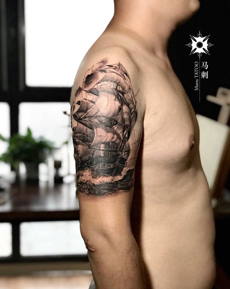 船。字母纹身图片